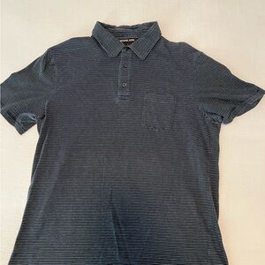 Michael Kors Navy and White Striped Polo Shirt